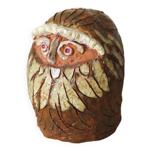 Tete en terre cuite émaillé