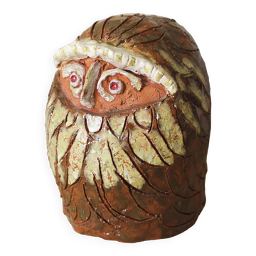 Enamelled terracotta head signed