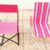 Paire de fauteuil pliant en aluminium et de fauteuil du Metteur-en-scène en fer