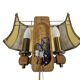Herda Holland - pull-pendant wall lamp - wood - brass - 70s