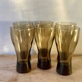 Six large smoked blown glasses 1970