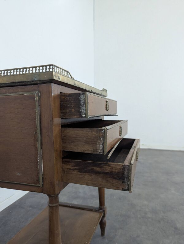 Chevet à galerie d'époque Louis XVI en acajou