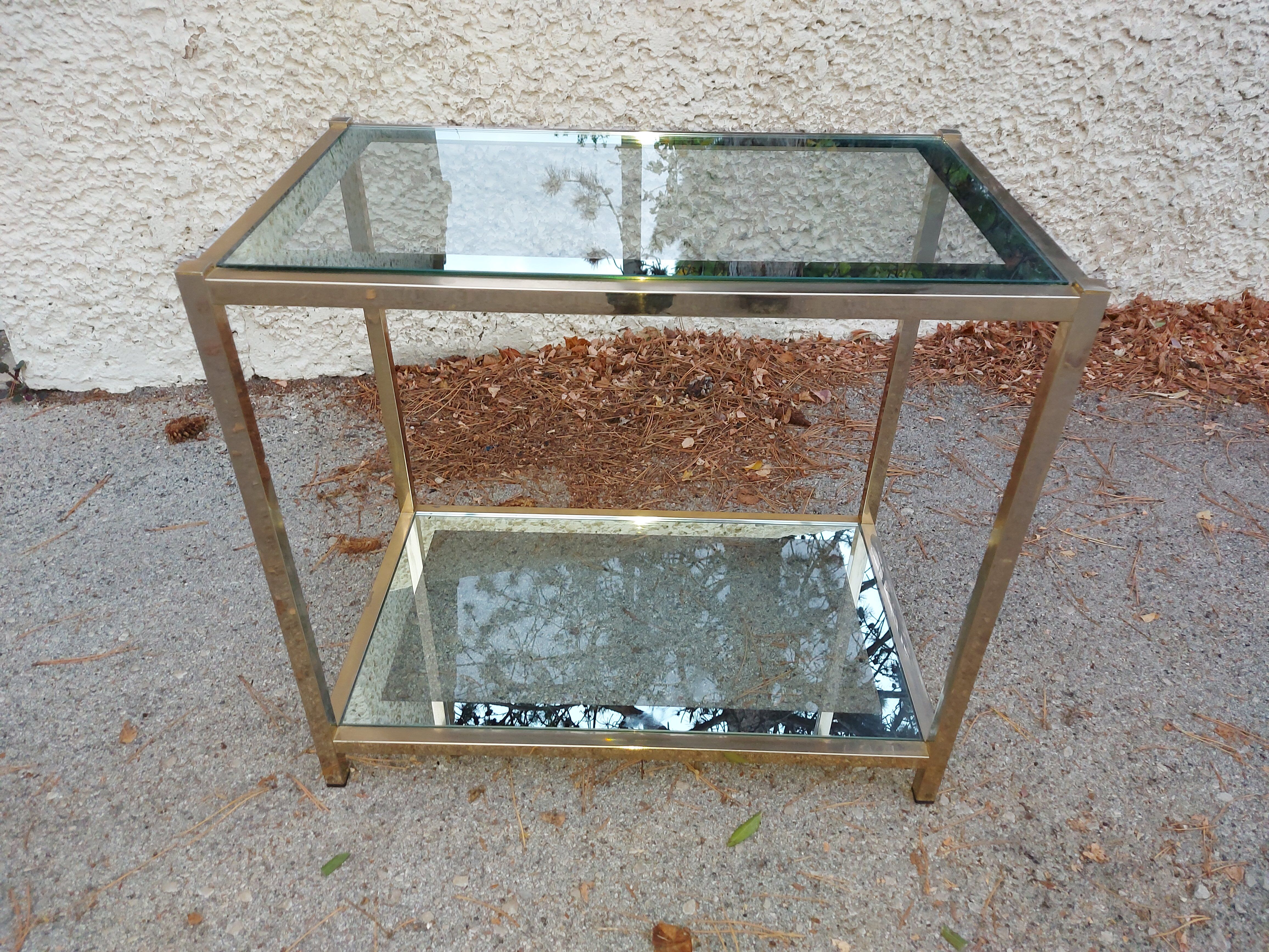 Vintage brass and glass table