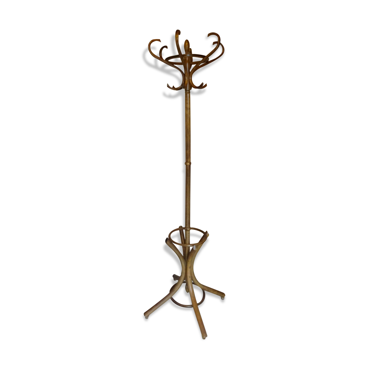 Vintage curved wood parrot coat holder