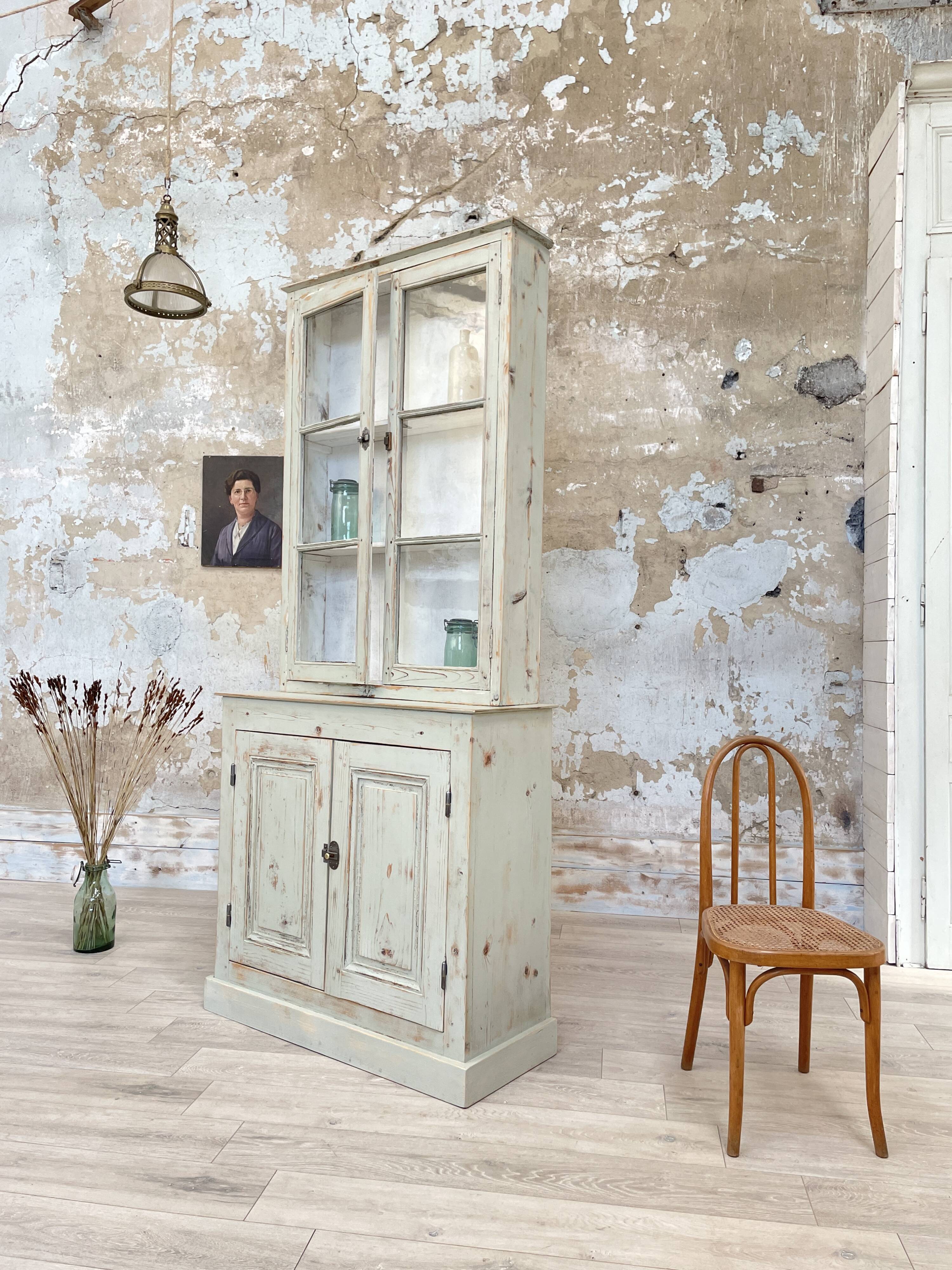 Furniture two body showcase, around 1900.