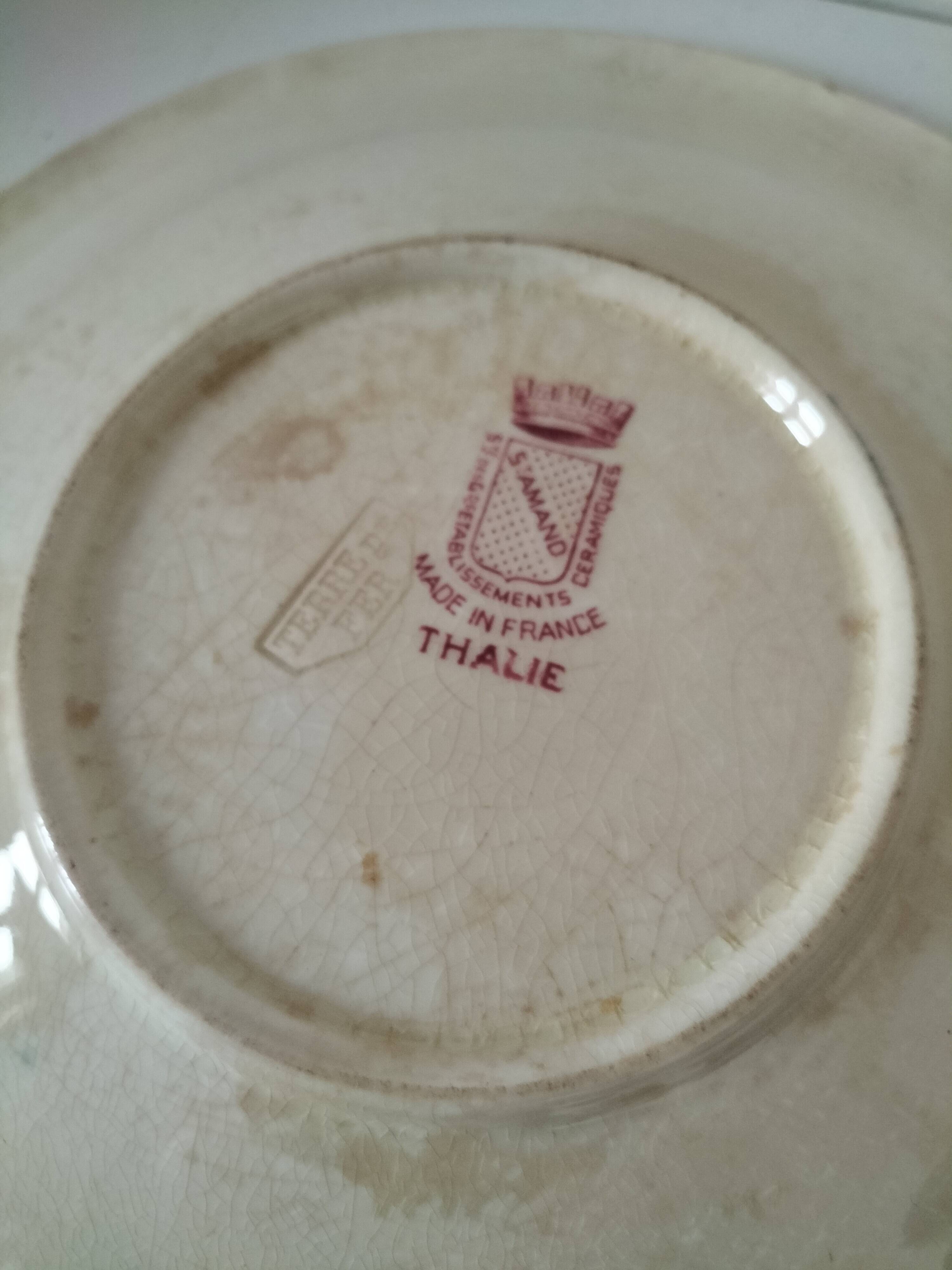 Set of 12 ironstone plates – Deep blue & red