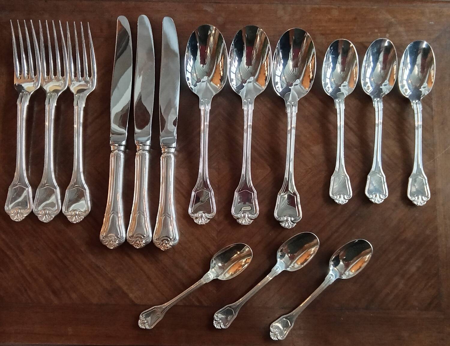 Old Christofle cutlery, Port Royal model, 15 pieces