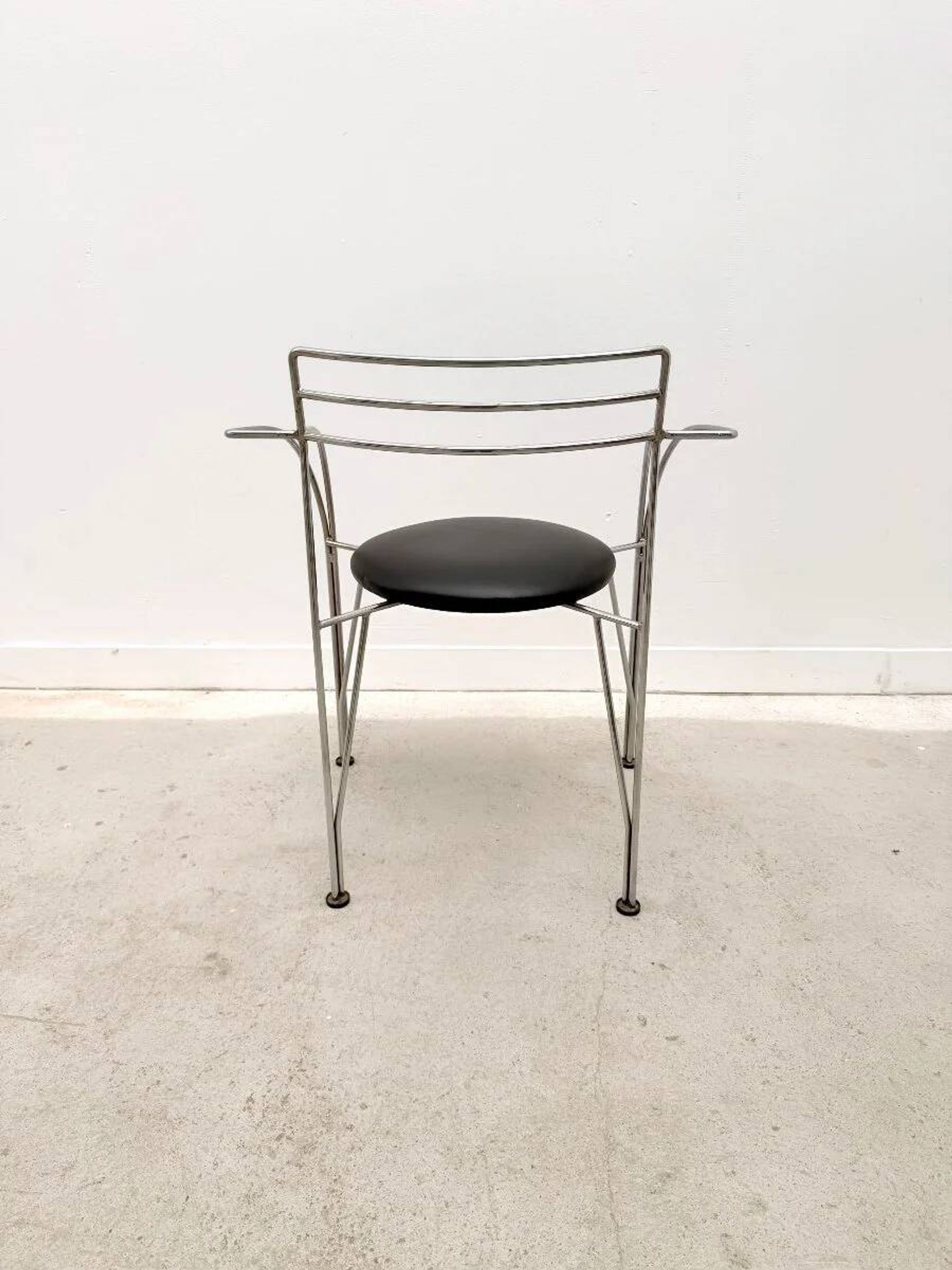 "Silver Moon" chair by Pascal Mourgue for Fermob in chrome and skai, France 1980