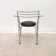 "Silver Moon" chair by Pascal Mourgue for Fermob in chrome and skai, France 1980