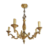 Lustre cinq branches bronze signée Ghidini