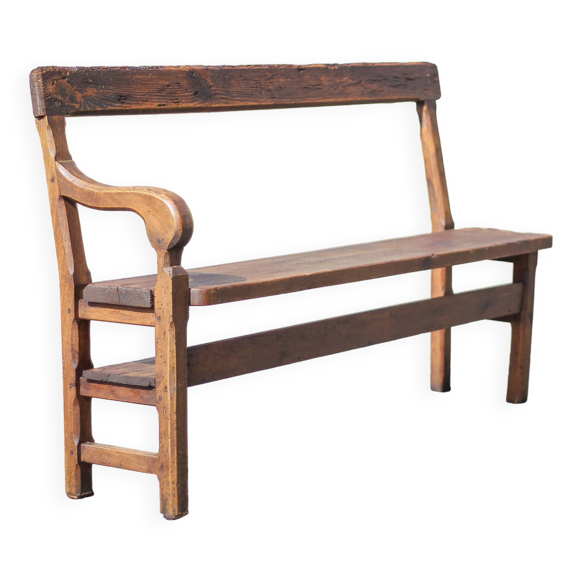 vintage wooden church bench, old wooden bench, bench, entrance hall, interior decoration