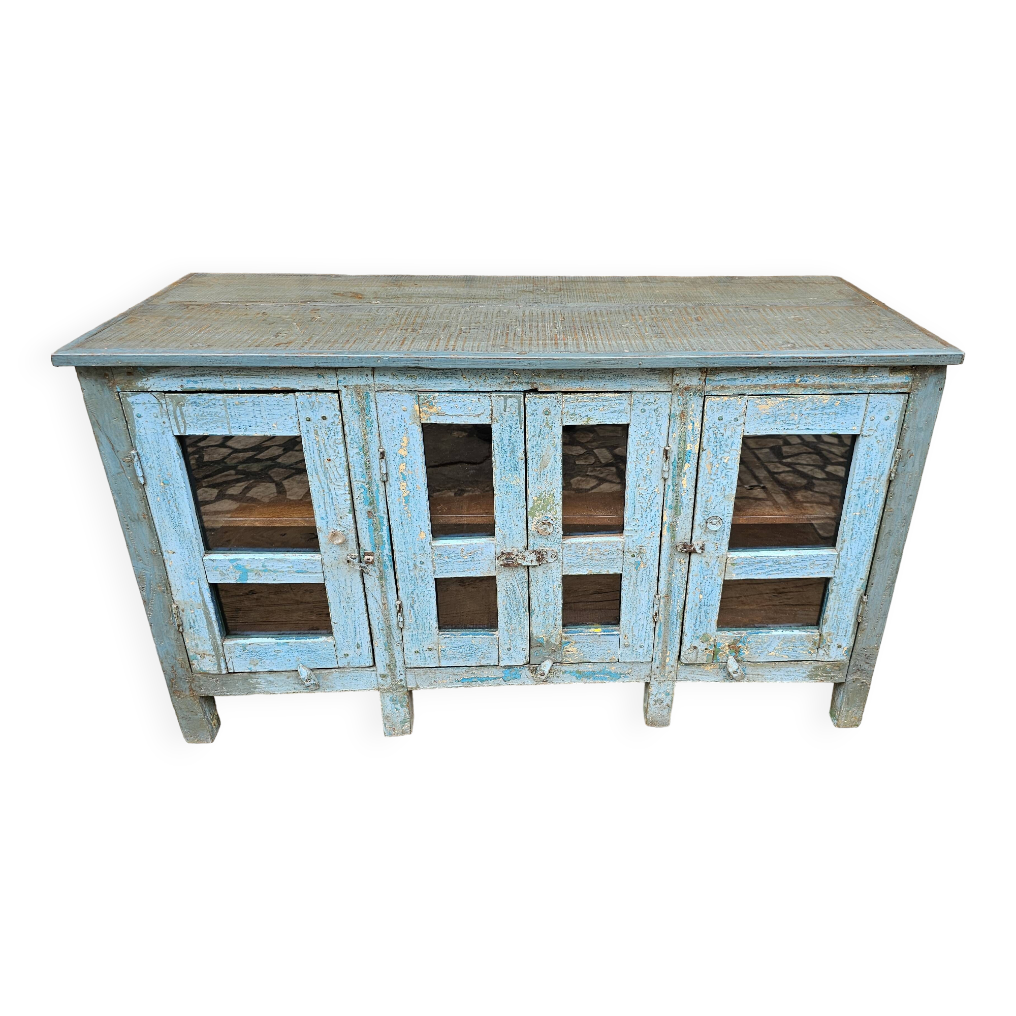 Antique glass-fronted buffet in Burmese teak