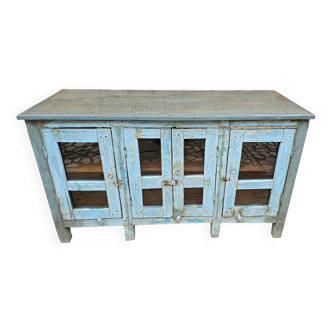 Ancien buffet vitré en teck birman