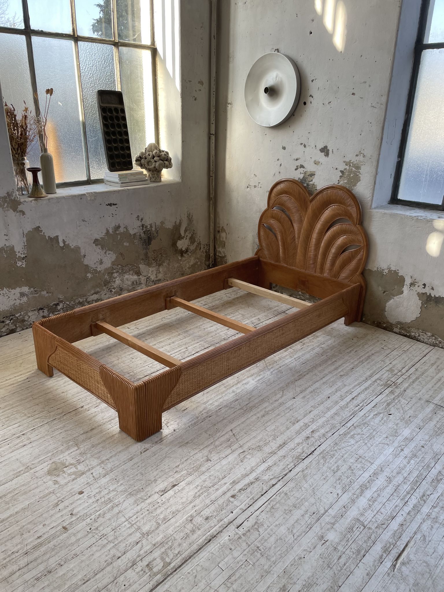 Bed 1 place "palm" wicker and rattan Vivai Del Sud