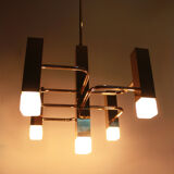 Sciolari chandelier, 5 square lights, 1970