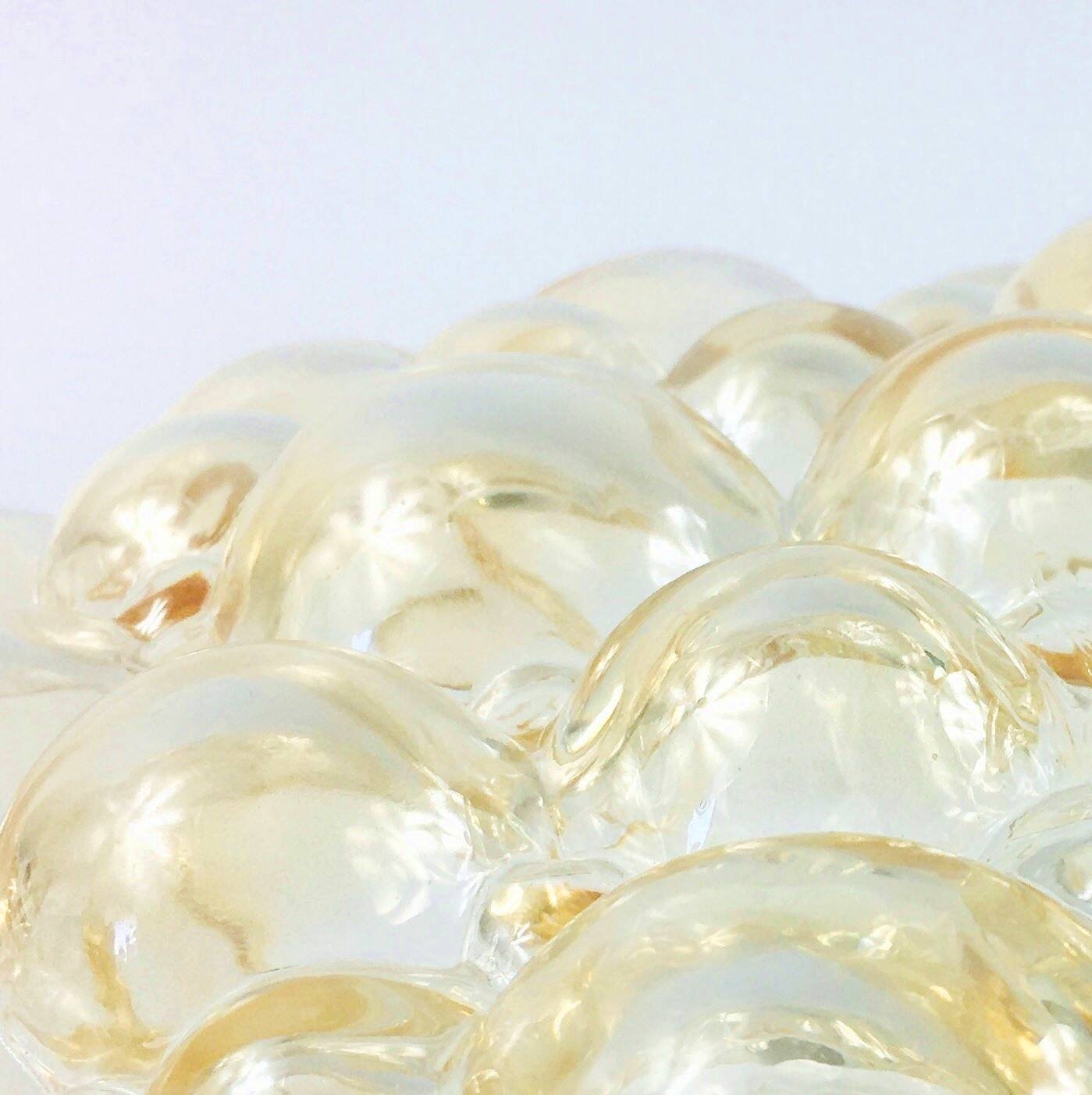 Large Amber Bubble Glass Ceiling Light/Flush Mount by Helena Tynell for Limburg, Germany, 1960s