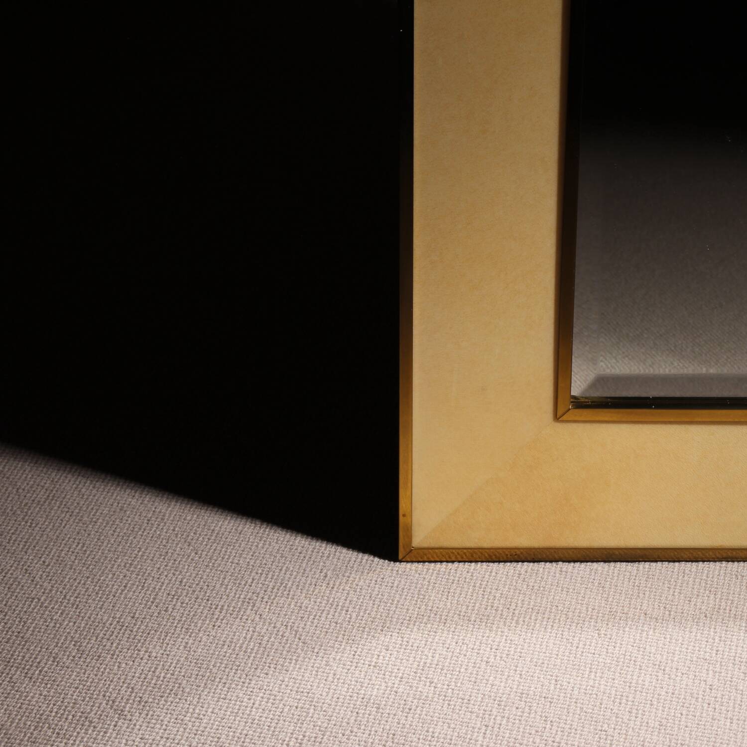 Lacquered Goatskin Parchment Wall Mirror by Aldo Tura | Italy 1970s