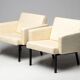 Pair of cream wool lounge chairs Martin Visser SZ48