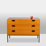 Chest of drawers in varnished blond cherry wood. 1960s.