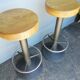 Pair 2 bar stool metal and wood