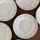 1900s Set of 6 vintage earthenware flat plates, Violetta model by Longwy