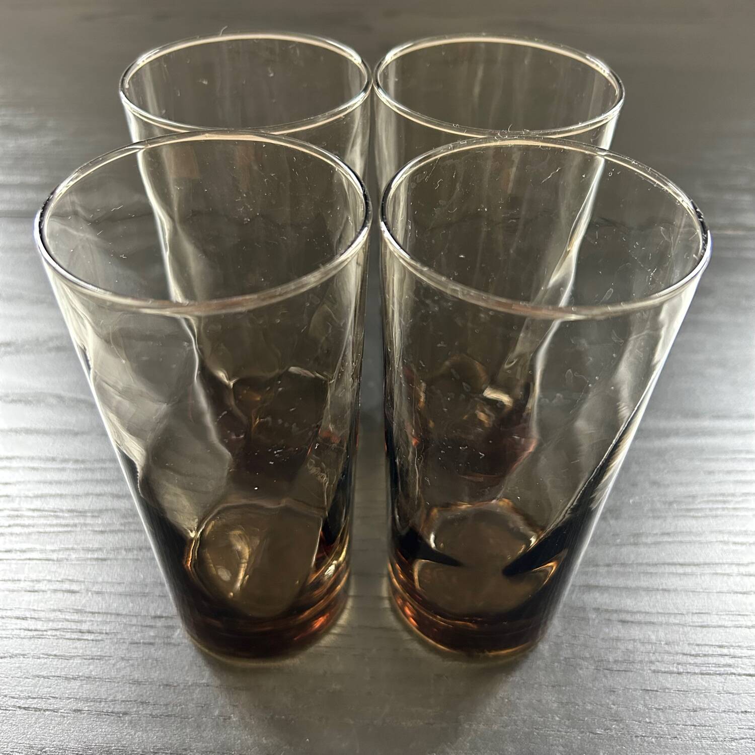 Set of 4 smoked optical glass glasses