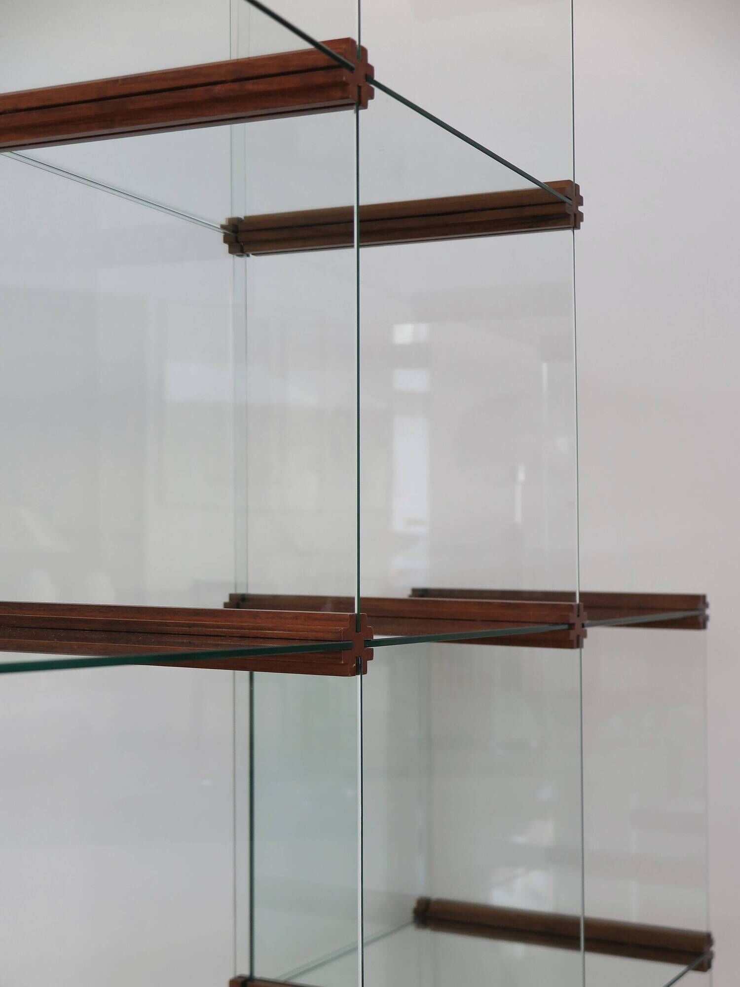 Gallotti & Radice Italian glass and wood bookcase 1980s