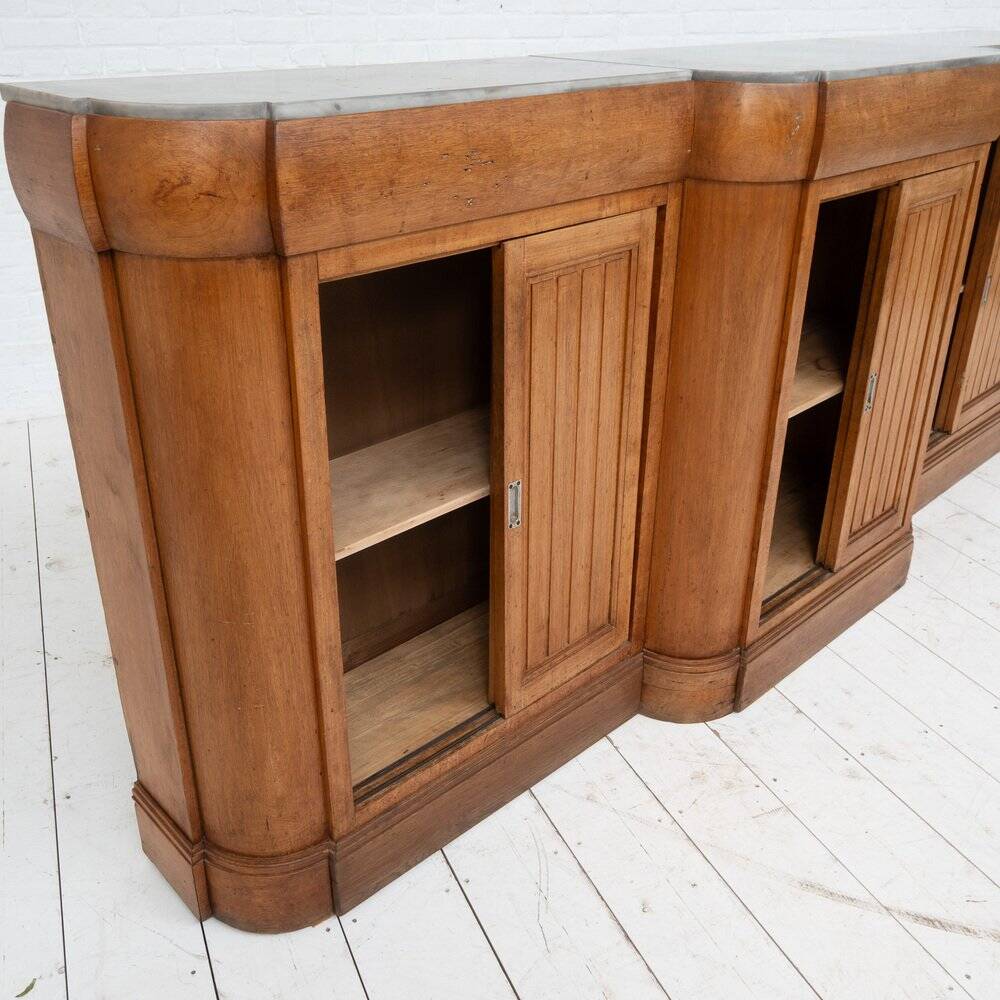 French vintage Art Deco bar in walnut and marble, 1920.