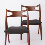 Pair Hans Wegner chairs CH29 Danish 1950s Vintage