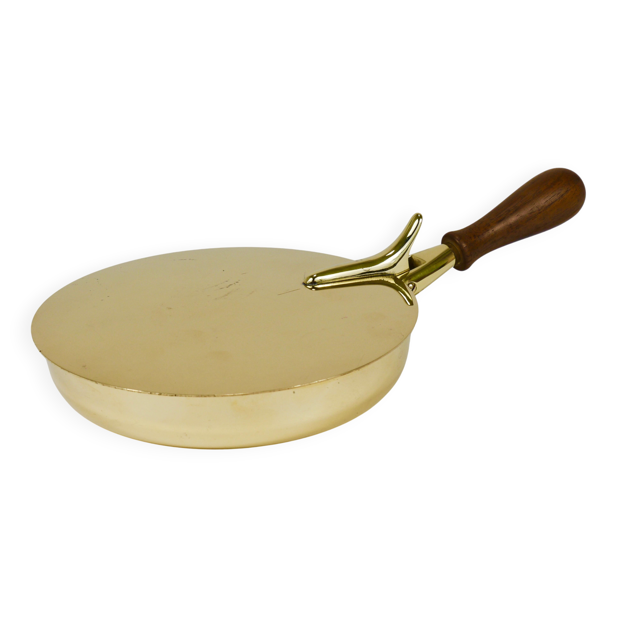 Butler Ashtray Marked Carl Aubock in Brass with Lid and Handle, Vienna, 1950s