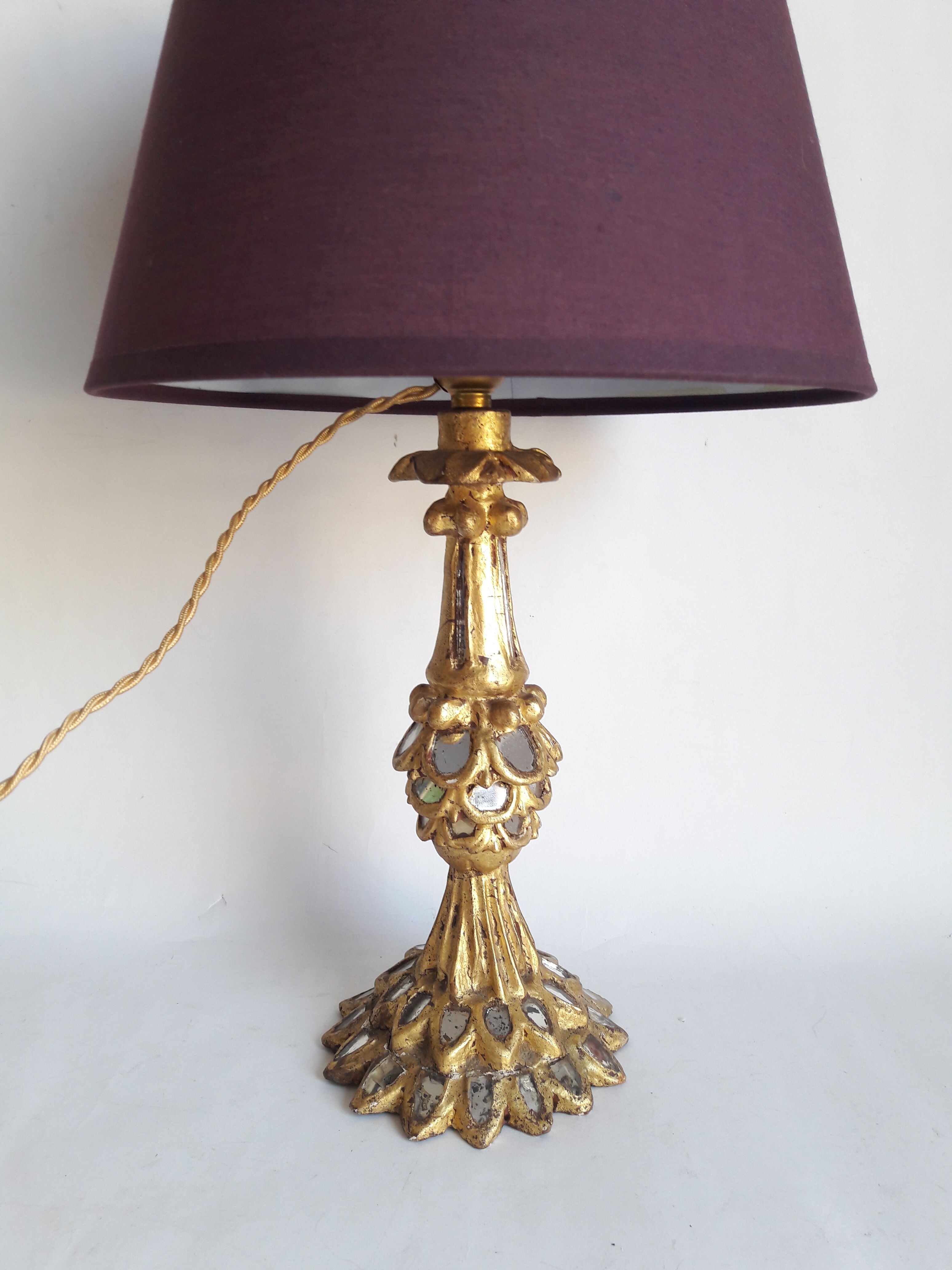 Lamp foot gilded wood