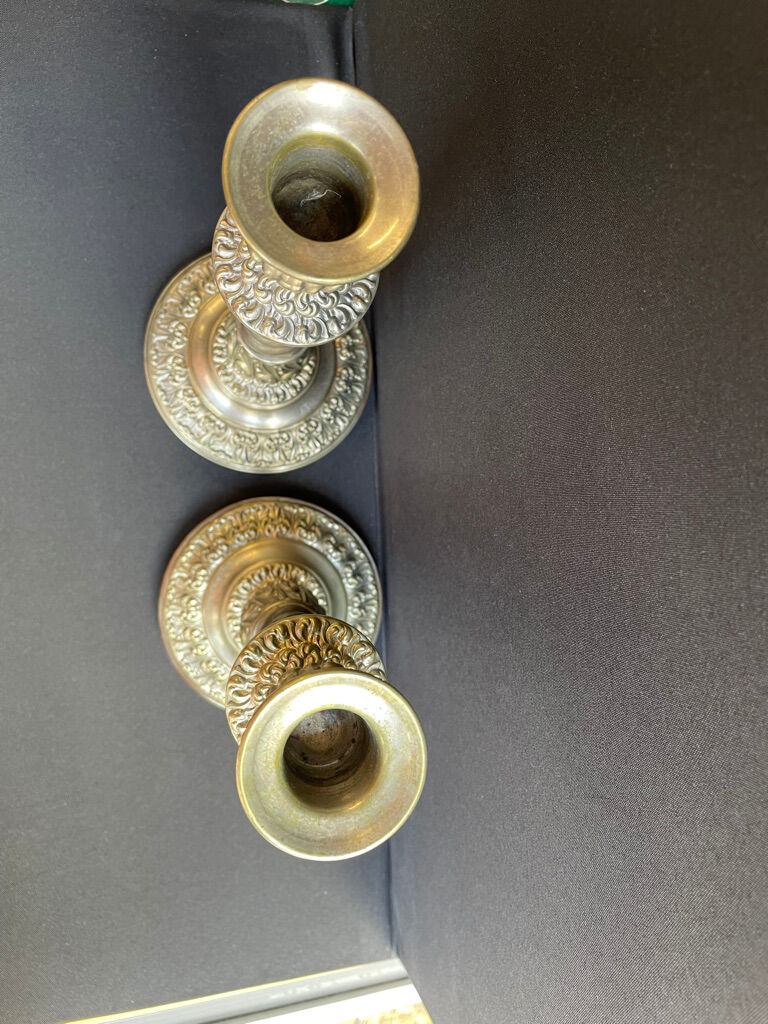 Pair of candle holders - Napoleon III - Silver metal