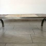 Ceramic and brushed steel coffee table by Jean Gregorieff for Roche Bobois
