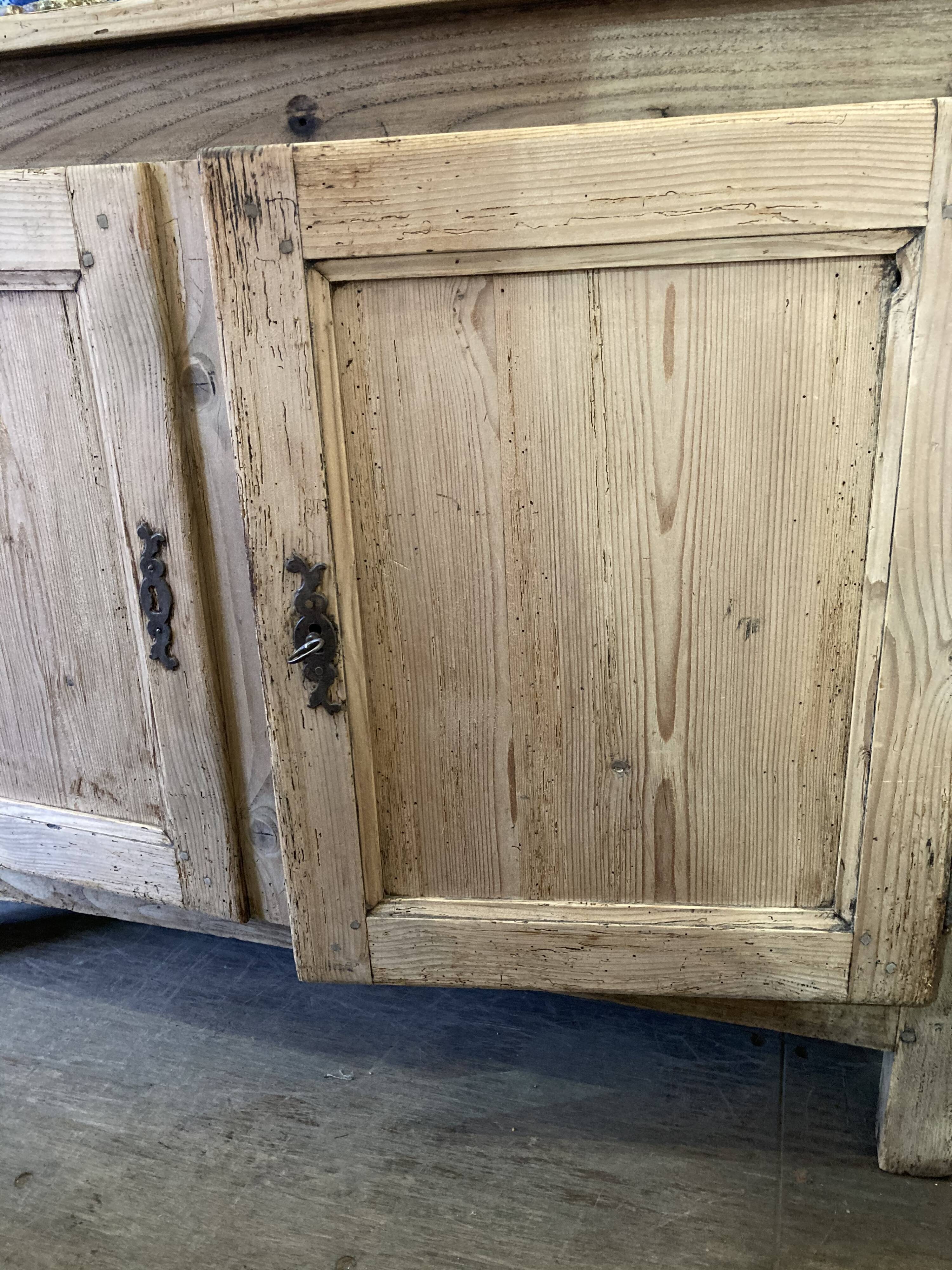 Old low buffet 2 doors in natural wood