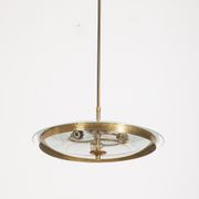 Lustre vintage des années 50 en verre et laiton design italien