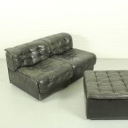 Salon modulaire De Sede DS-11 – cuir noir, design suisse des années 1970