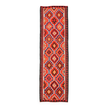 Vintage Orange & Blue Tribal Kilim Runner Rug, 95x320Cm