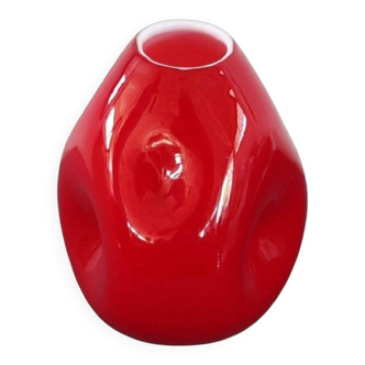 Vintage Italian Red Vase In Murano Art Glass, 1970s