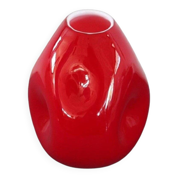 Vintage Italian Red Vase In Murano Art Glass, 1970s