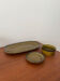 Vintage ceramic set Gien khaki serving dish and 2 ramekins.