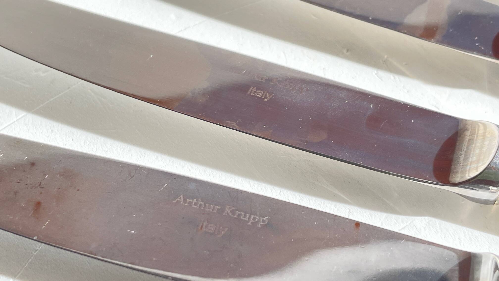 8 Table Knives A. Krupp Italy Vintage