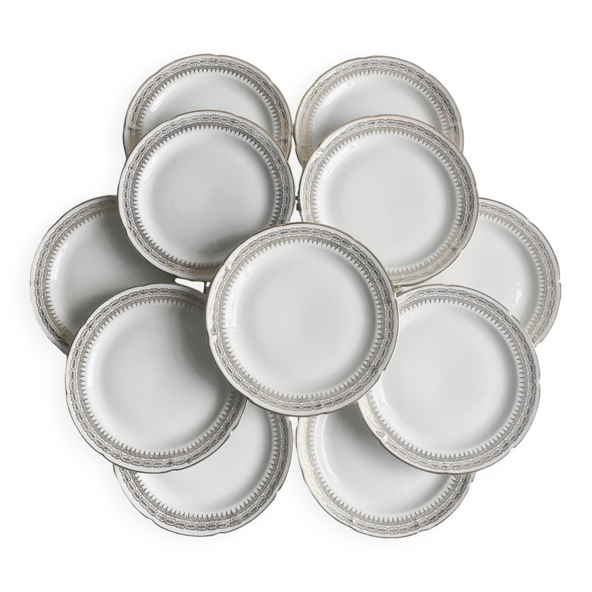 Set of 12 vintage porcelain dessert plates