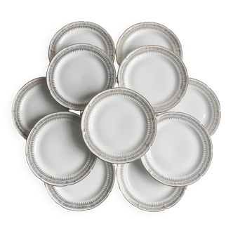 Service de 12 assiettes à dessert vintage en porcelaine