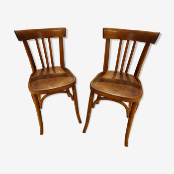 suite de 4 chaises de bistrot Fischel vintage années 1940