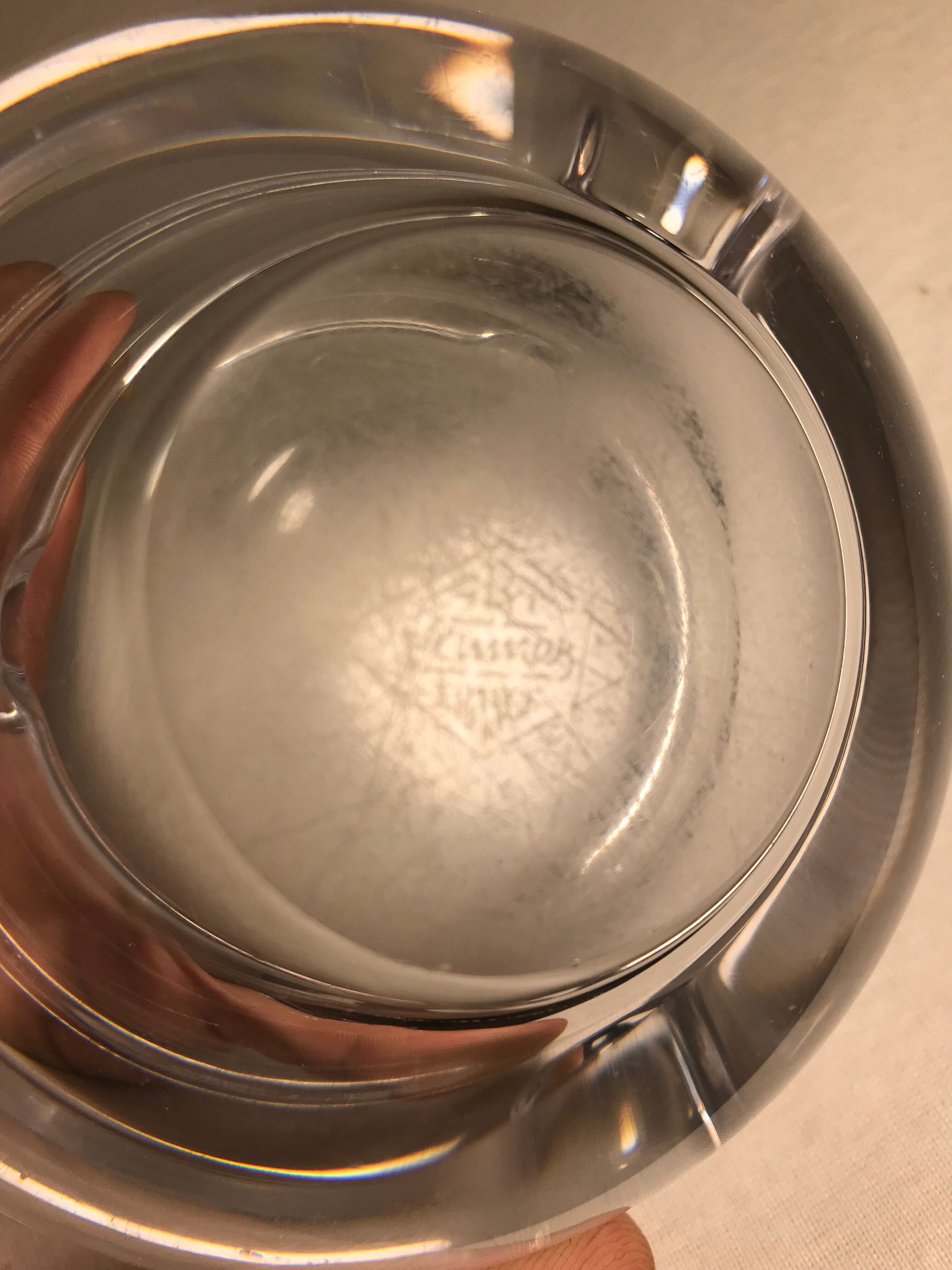 Cendrier cristal cristallerie d'art Vannes france forme ronde vintage