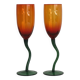 Pair of hand-blown orange glasses