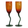 Pair of hand-blown orange glasses