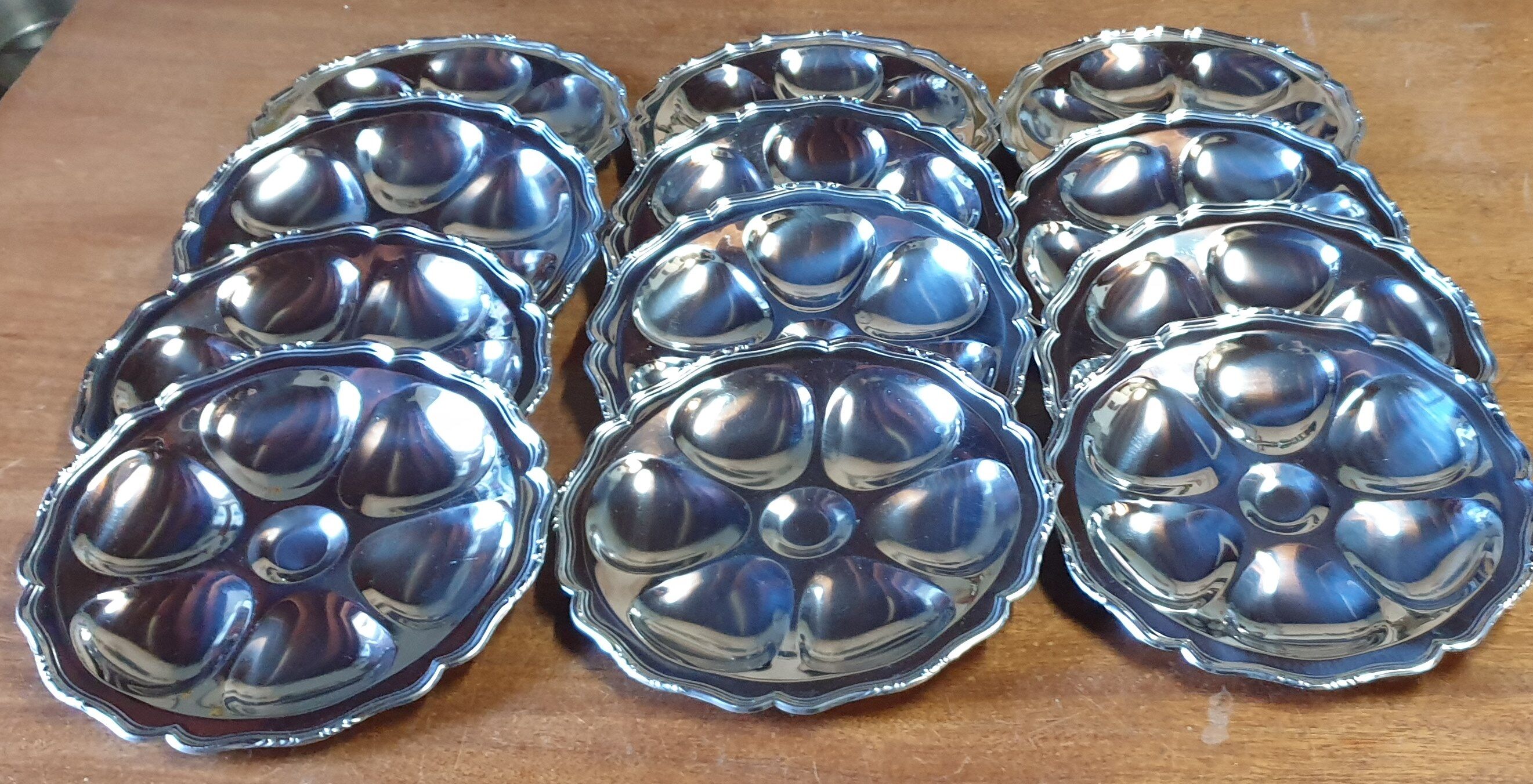 12 stainless steel oyster plates
