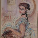 Portrait young woman Vincent Roux (1928-1991) oil on panel 83x72 cm SB