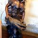 Art Nouveau lamp signed Rousseau – Large woman sculpture –